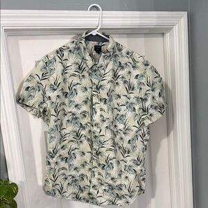 J. Crew Cream and Black Palm Print Shirt